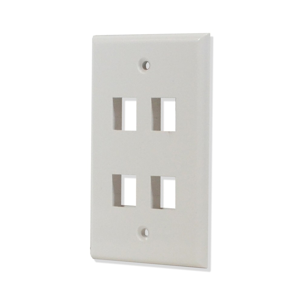 10 Pack Lot 4 port Hole Keystone Jack Wall Plate Smooth Surface White