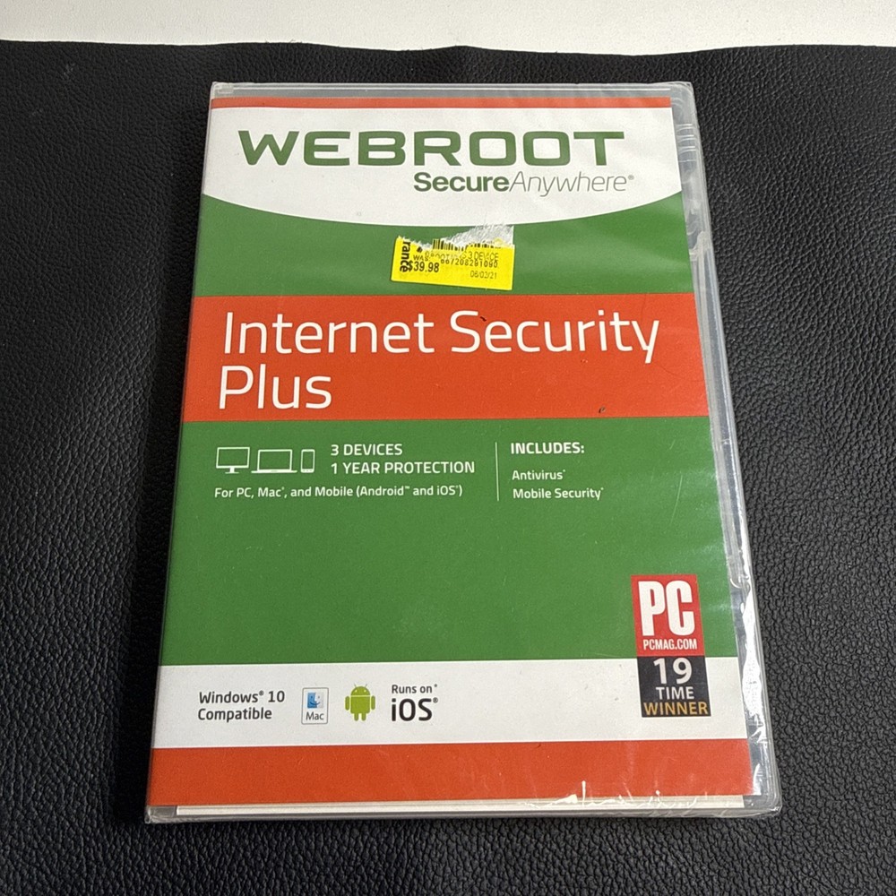 WEBROOT Secure $39 Internet Security Plus 3 Devices Antivirus Mobile PC Mac