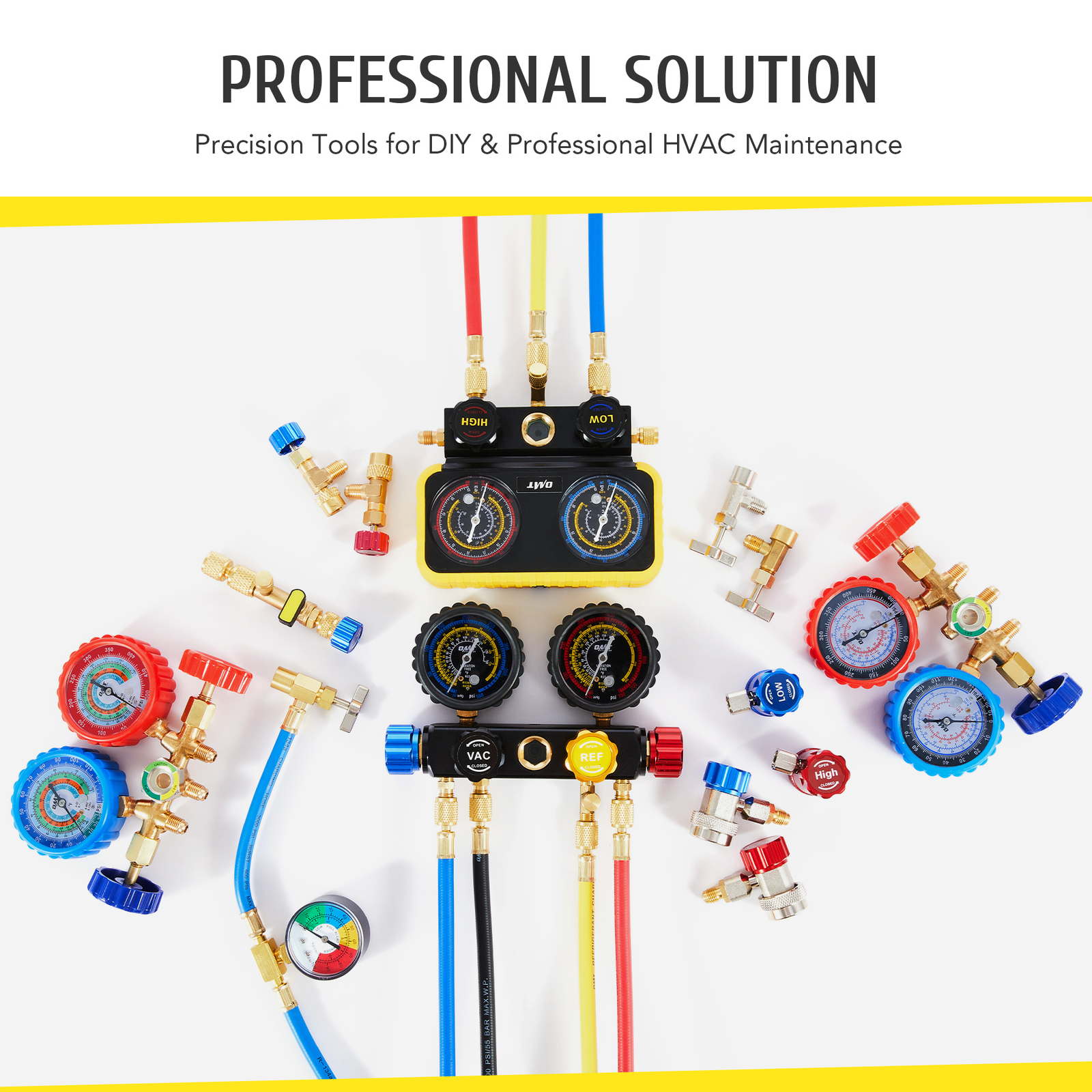 OMT 3 Way Manifold Gauge Set A/C Air Refrigeration Kit for R12 R22 R502 R134a