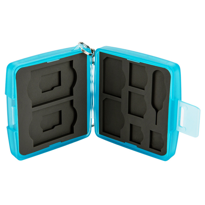 JJC Memory Card Case Mini w/ Lock&Ring 2SD+2MSD+2SIM+2Micro SIM+2Nano SIM Cards