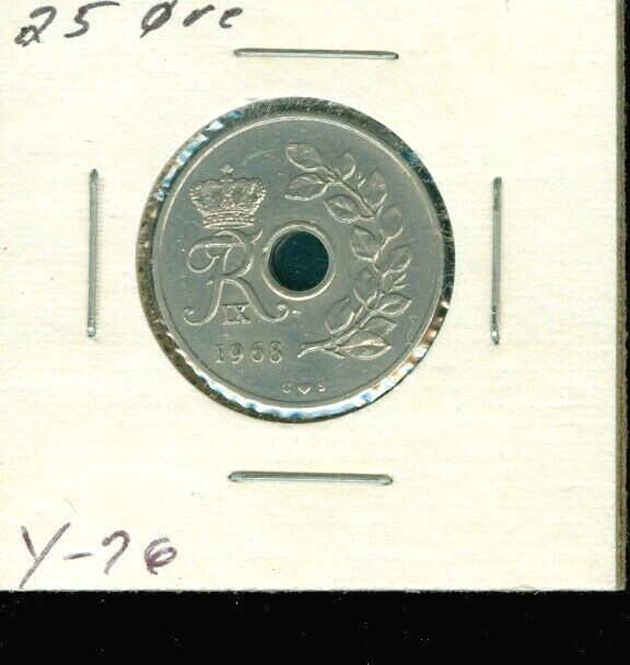 1968 DENMARK 25  ØRE NICE CIRCULATED COIN