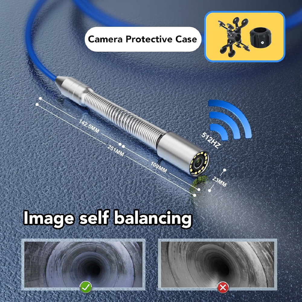 Pipe Sewer Camera 7in Screen 100ft/165ft 5mm Drain Camera Plumbing