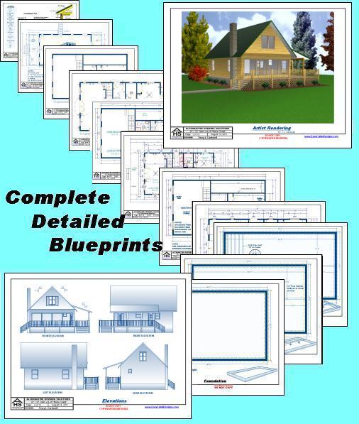 Cabin w/Loft 24x32 Plans Package, Blueprints & Material List
