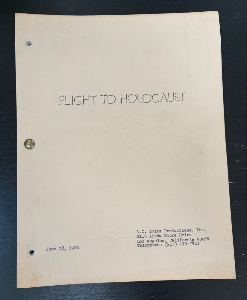 FLIGHT TO HOLOCAUST MADE FOR TV MOVIE SCRIPT 1976 ORIGINAL SCRIPT PATRICK WAYNE