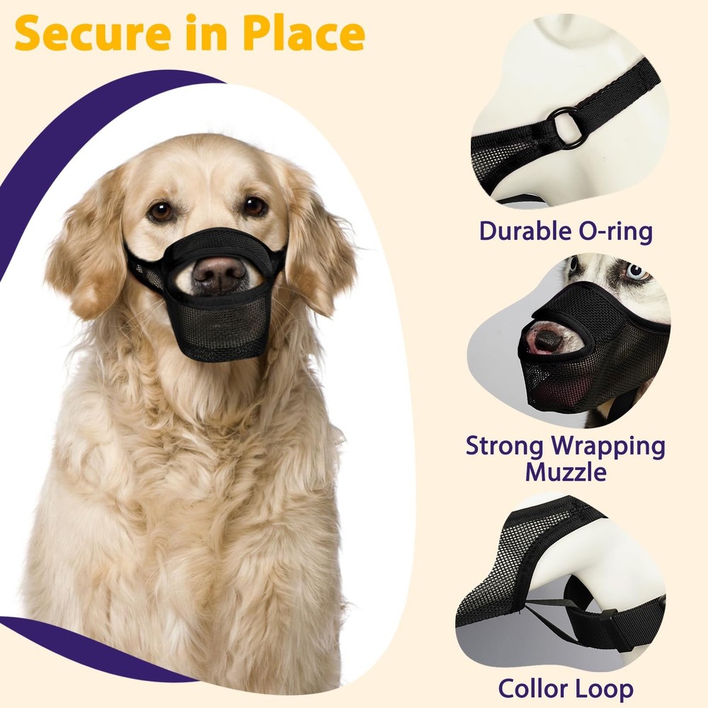 Dog Muzzle, Mesh Muzzle for Large Medium Small Dogs Allows Full Pant Drinking...