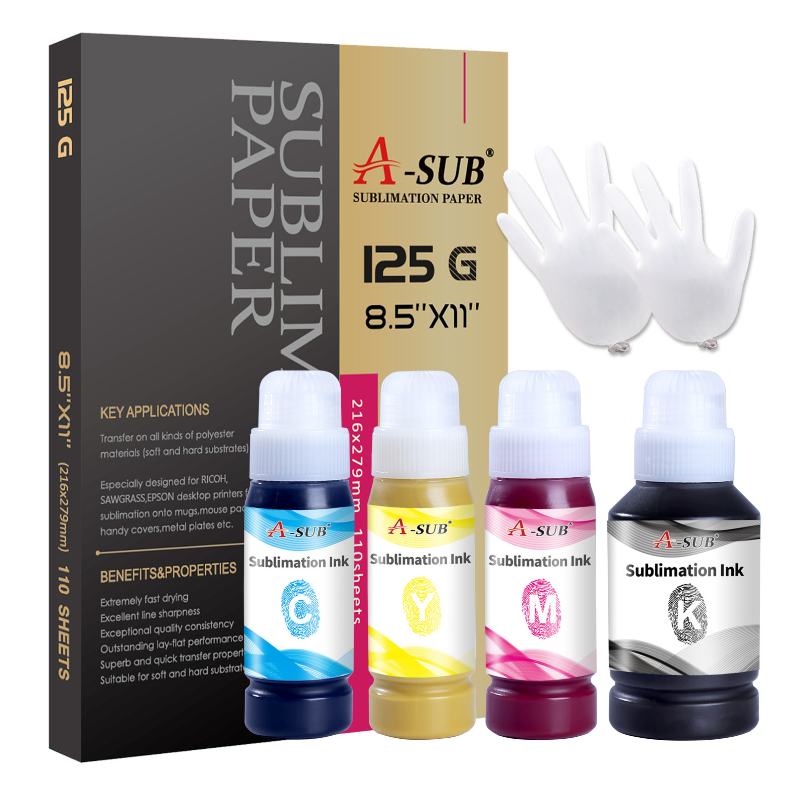 Starter Kit I A-SUB Sublimation Paper and Ink for Inkjet Ecotank 2400 2803 2800
