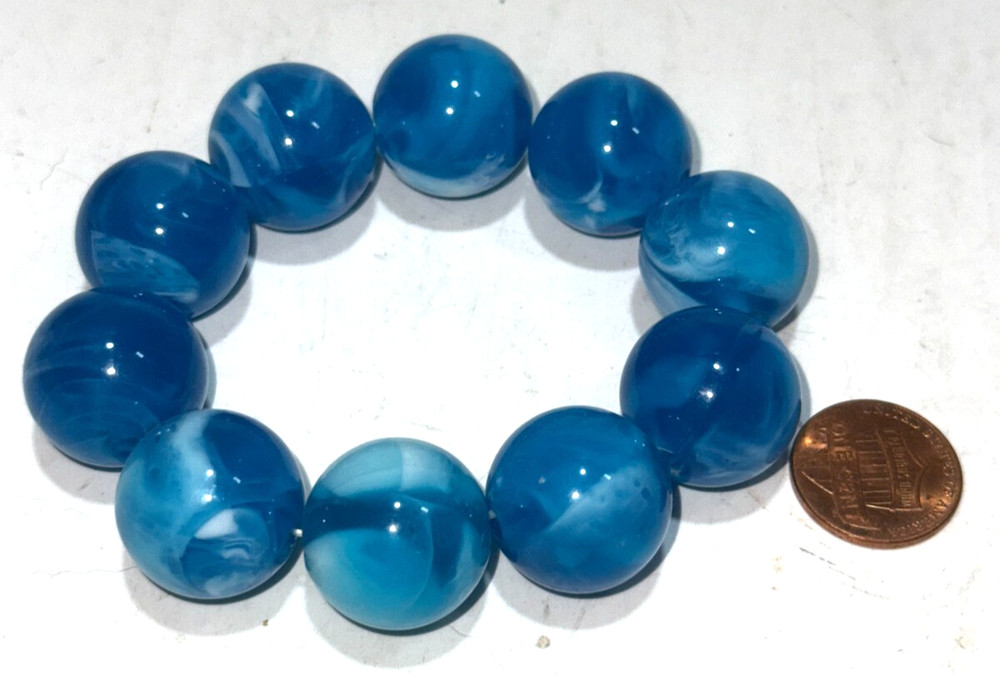 0.5" Inch Blue Agate Round Beads Stretchy Bracelet