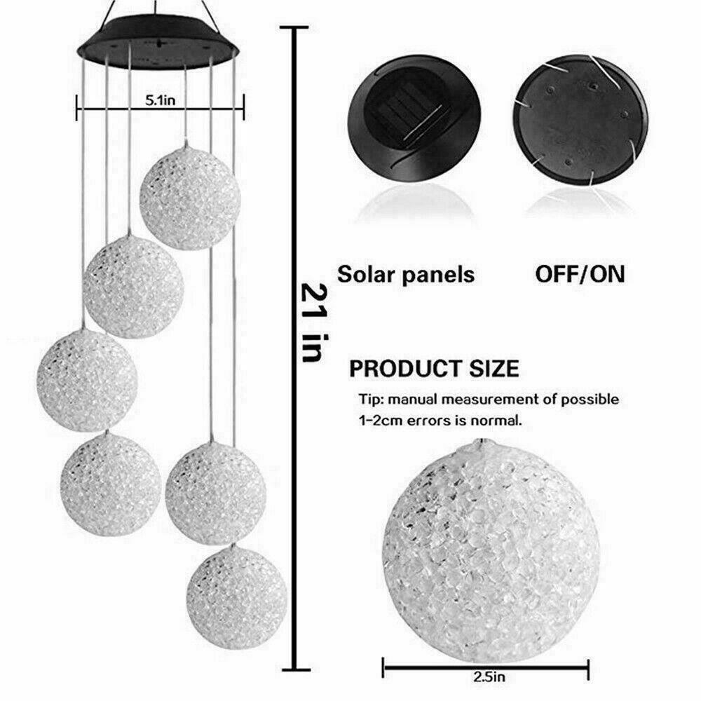 Color-Changing Outdoor LED Solar Powered Wind Chime Lights Yard Garden Decor US