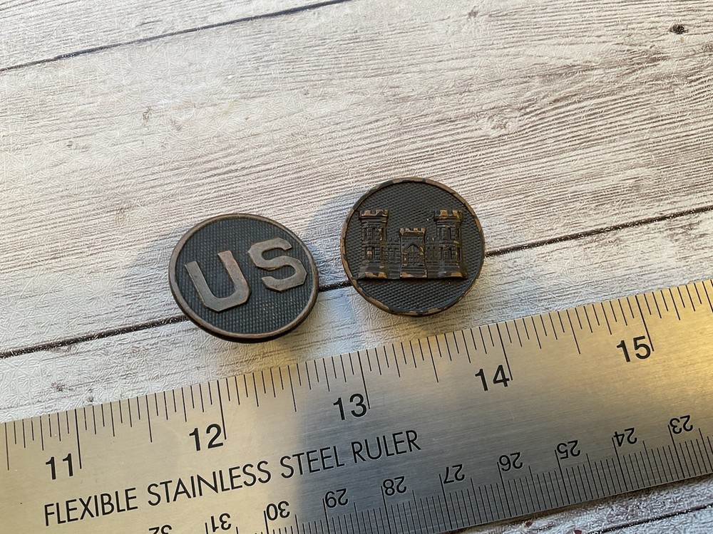 ORIGINAL WWI US ENGINEER COLLAR DISK DISC SET