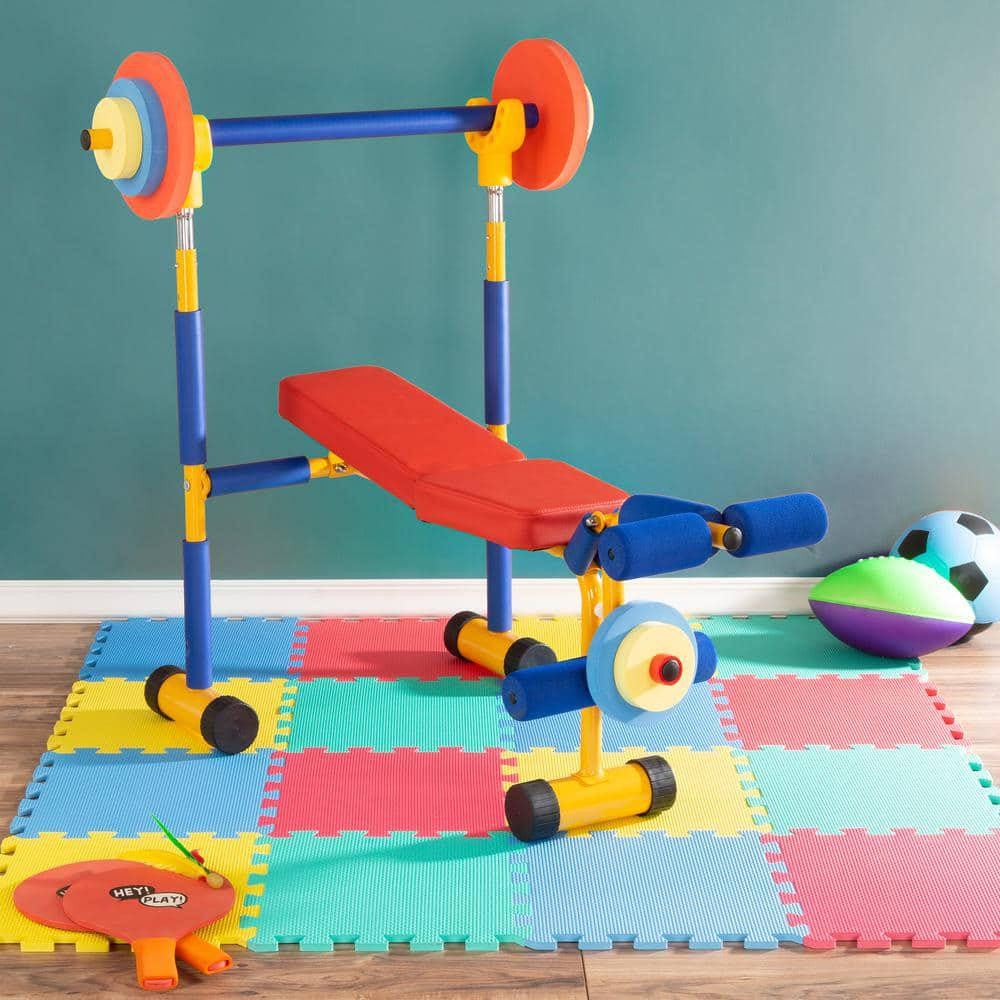Toy Weight Bench Workout Equipment Set for Beginner Exercise Educational Play