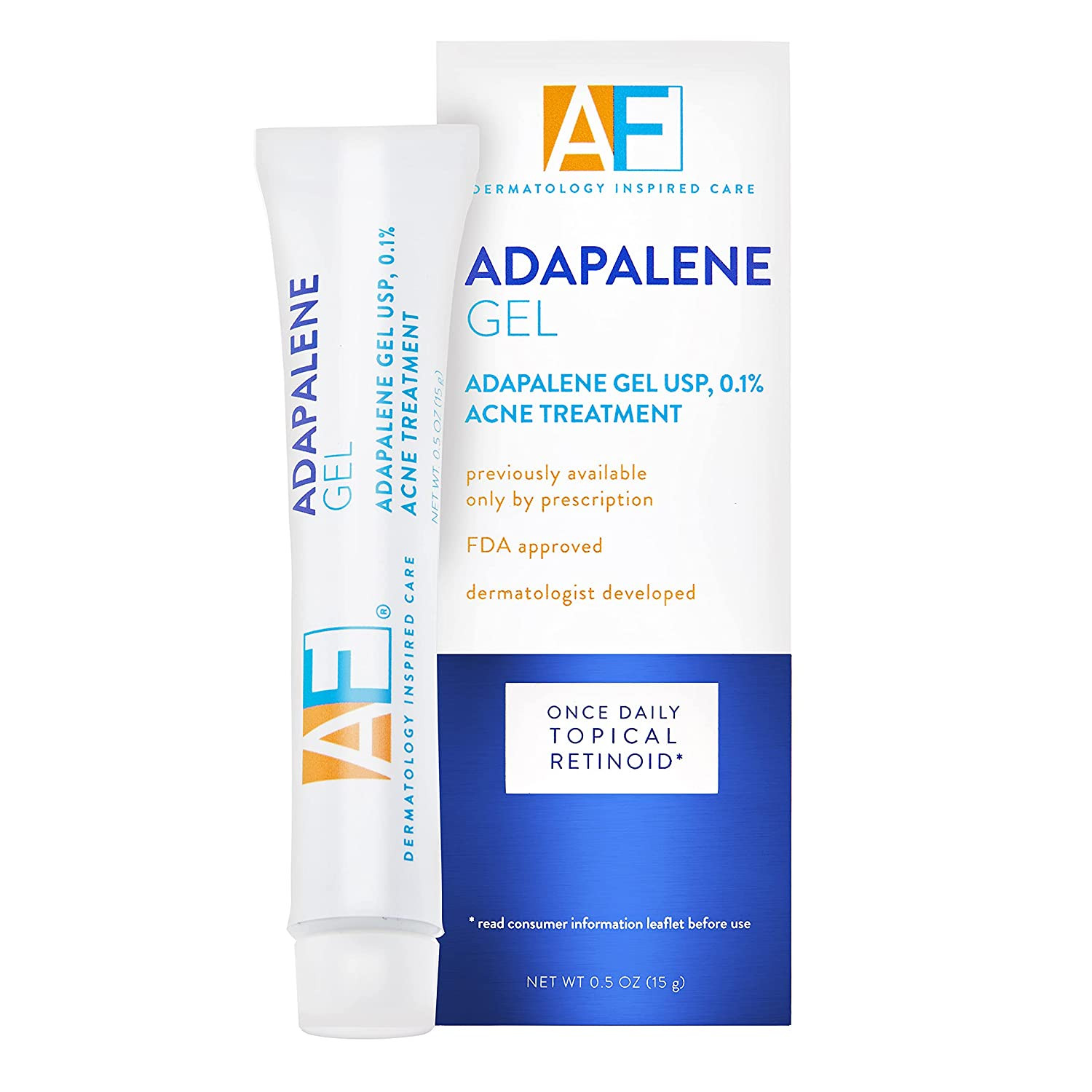 Acne Free Adapalene Gel 0.1%, Once-Daily Topical Retinoid Acne Treatment, Dermat