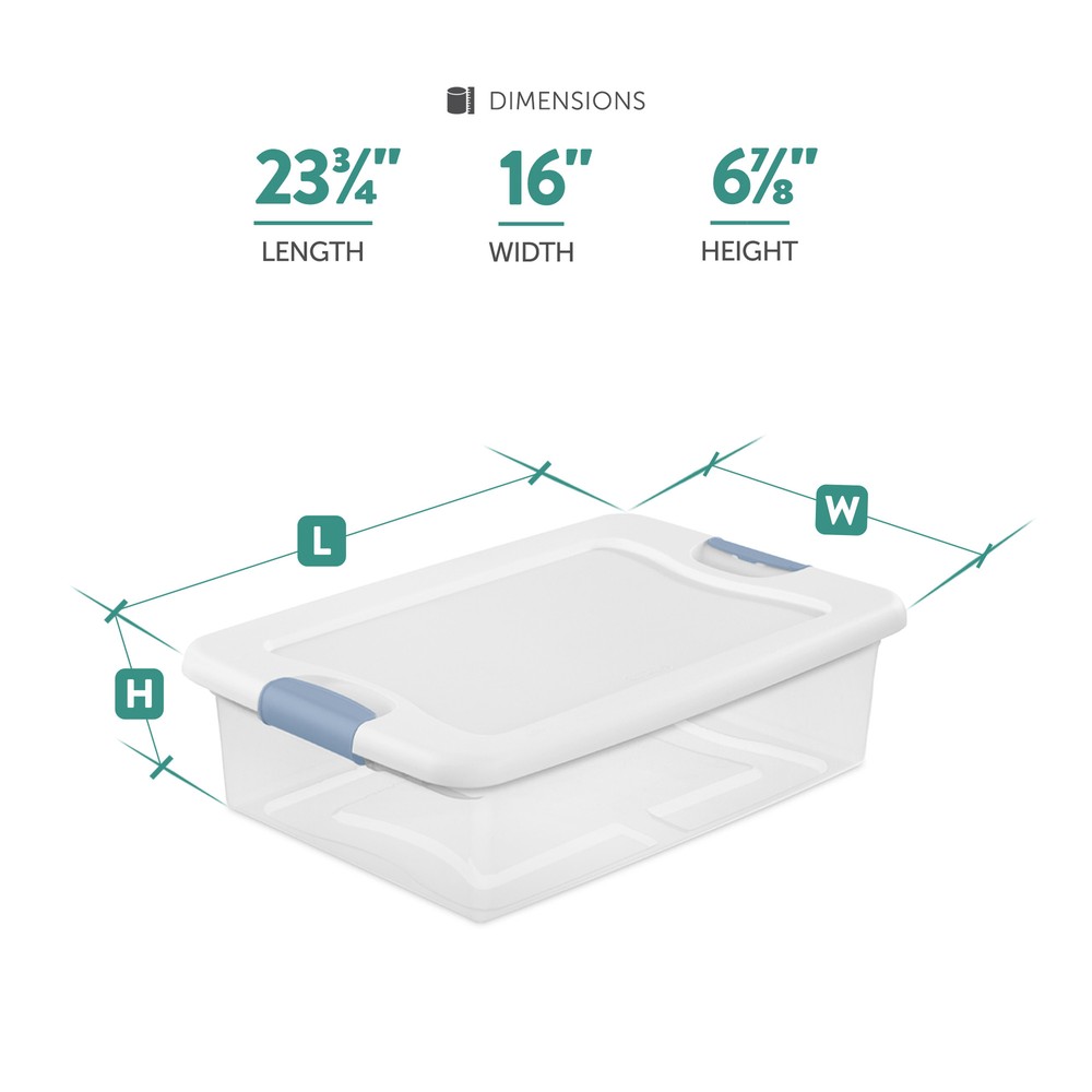 Sterilite 32 Qt Plastic Clear Stackable Latching Storage Box Container (12 Pack)