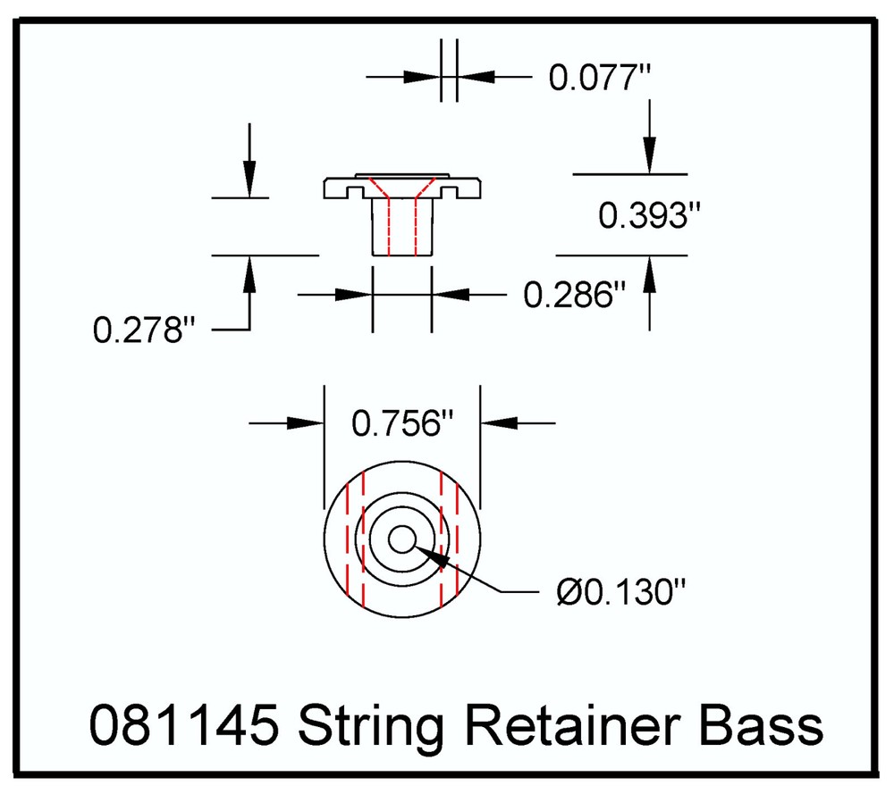 String Retainer Bass Black 3/4 inch Bitterroot 081145BK