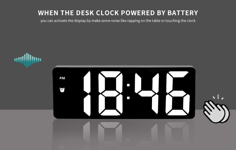 Digital Alarm Clock for Bedroom,Mirror Surface LED Electronic Clocks,Adjustab...
