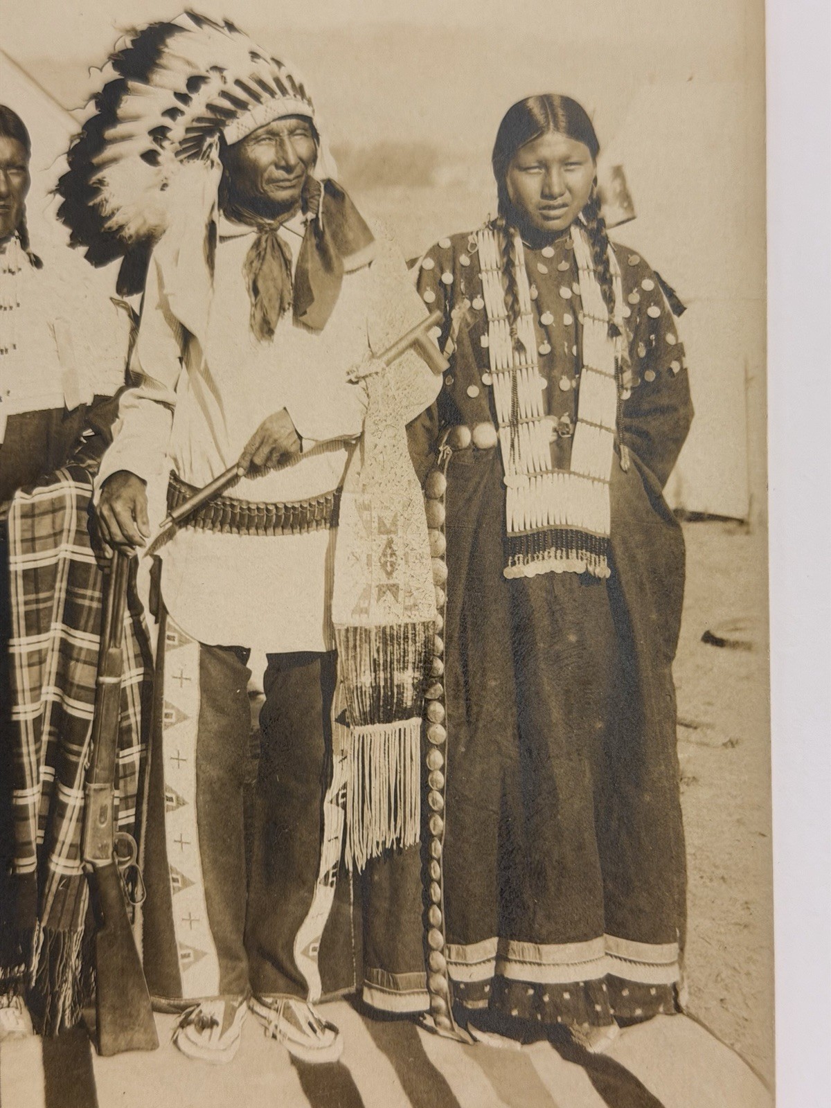 Antique Native American Indian Photograph Titled: "Jack Sits Poor, & Family"