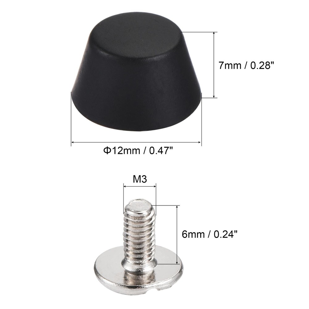 12x7mm Rivet Studs Screw Back Flat Cable Feet Stud Matte Tip 12pcs