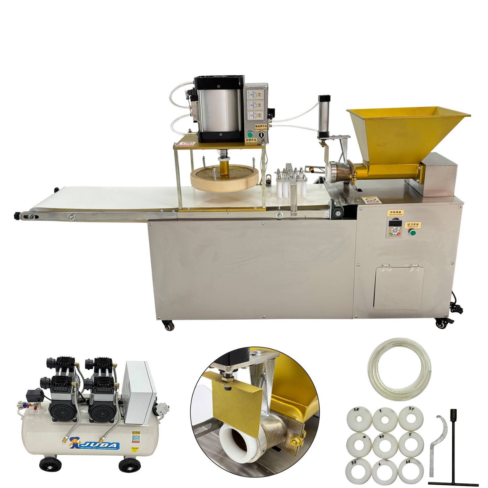 Commercial Auto Dough Divider & Dough Pastry Press Machine W/Air Pump 300-500g