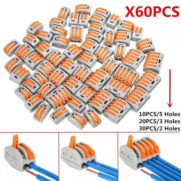 Lever Nut Wire Compact Cable Splice Circuit Electrical Connector Terminals Block