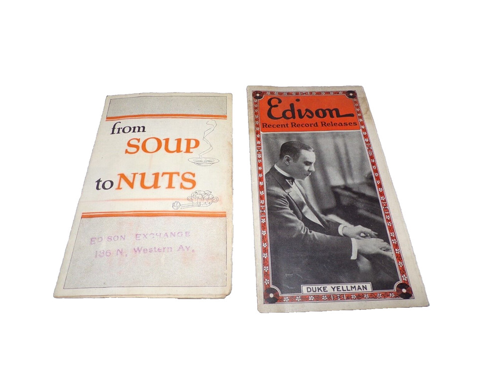 2 ORIGINAL EDISON PAMPHLETS WITH DEALER STAMPS