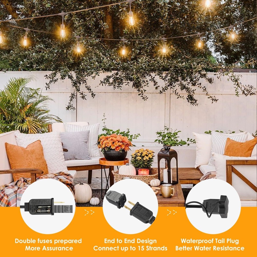 Mlambert 96FT LED Outdoor String Lights, Dimmable Waterproof Patio Lights wit...