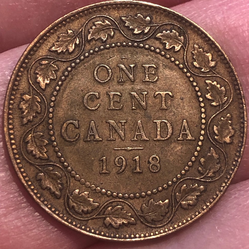 1918 Canada Large One Cent Bronze Coin - XF (Extra Fine)