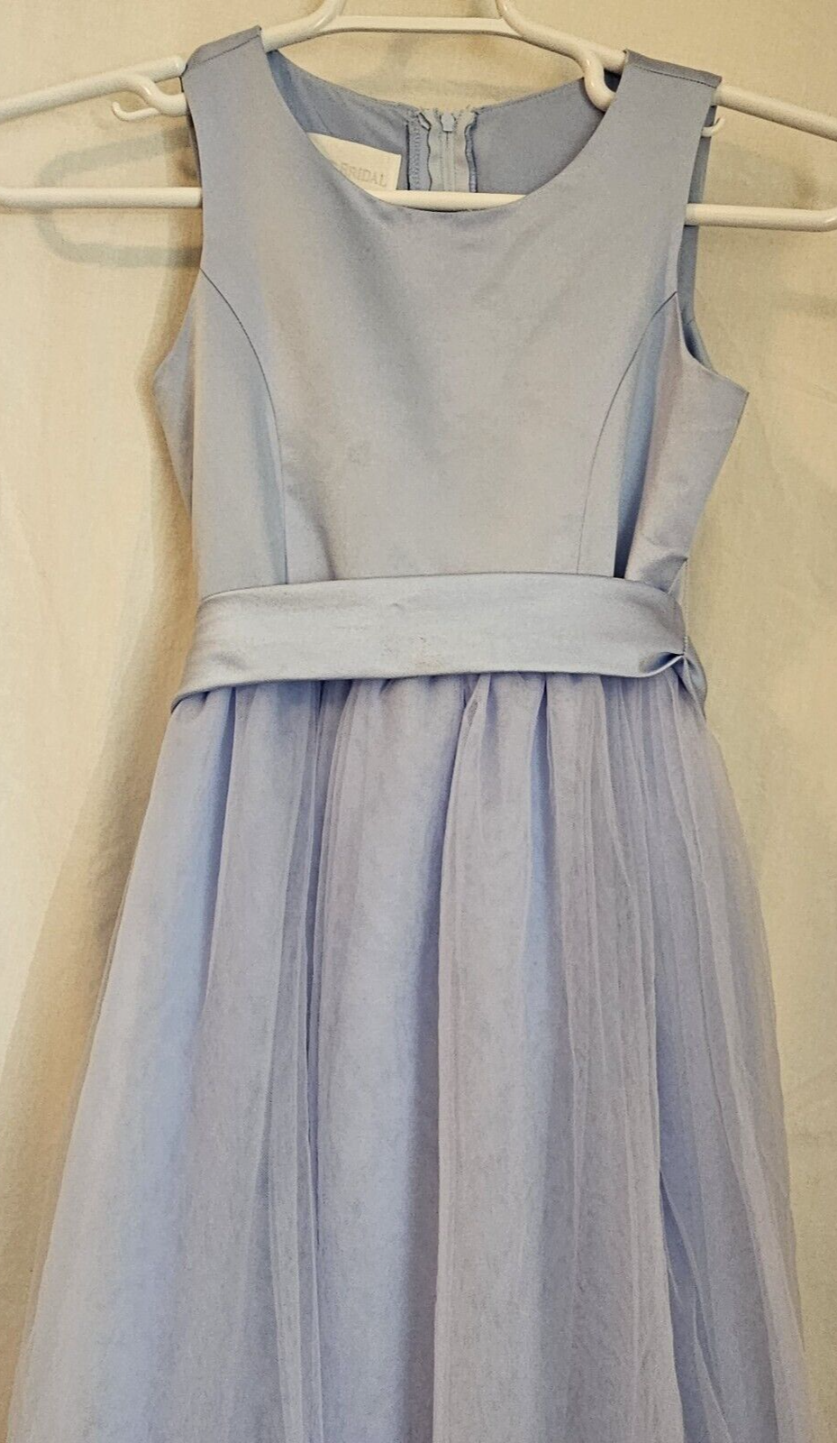 David’s Bridal Flower Girl Formal Dress Light Blue with Bow Youth Size 10 NEW