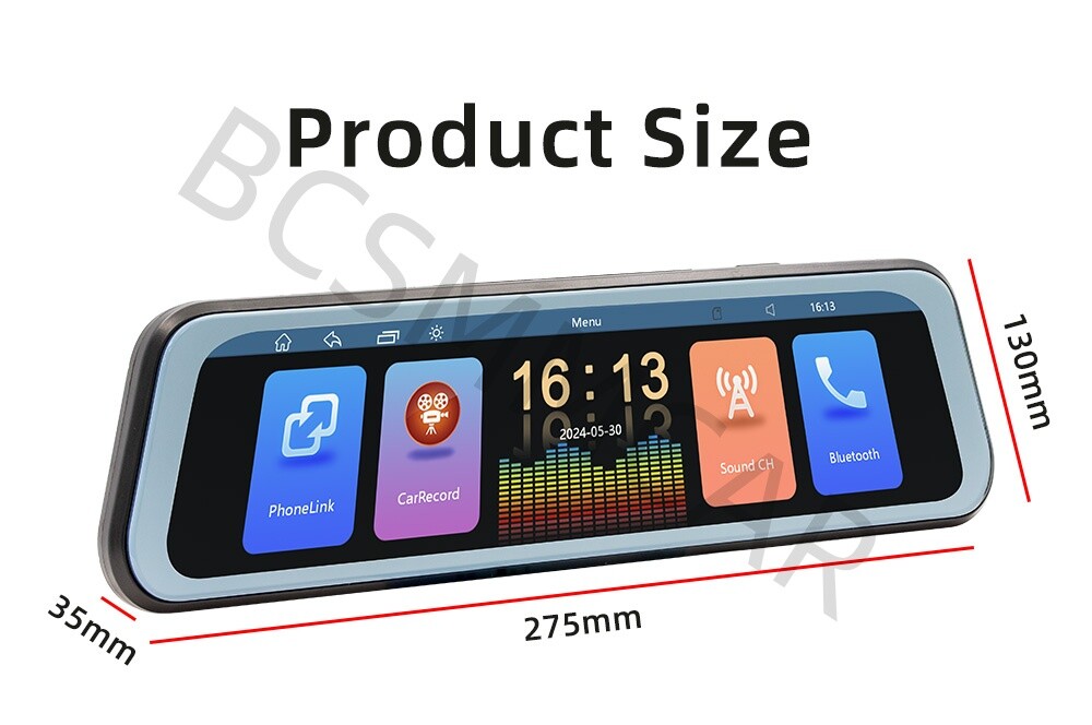 Rear View Mirror Car DVR Camera Recorder Touch Screen For CarPlay Android Auto