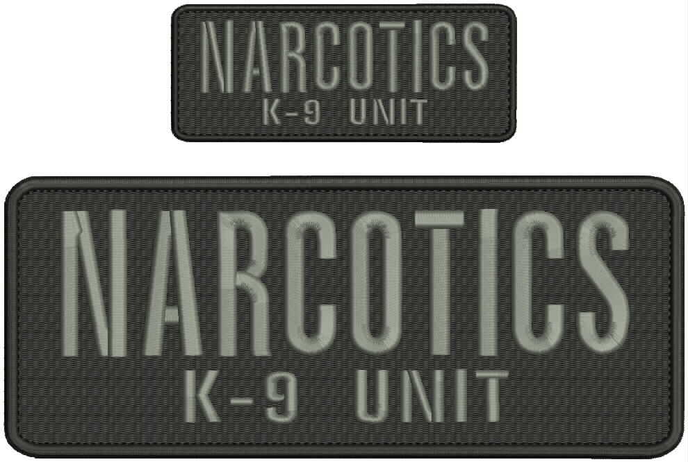 Narcotics K-9 Unit embroidery patch 4X10 and 2x5 hook grey