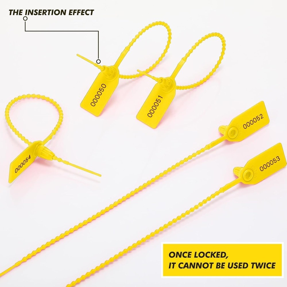 100PCS Plastic Tamper Seals Numbered Zip Ties Fire Extinguisher Tag Self Locking