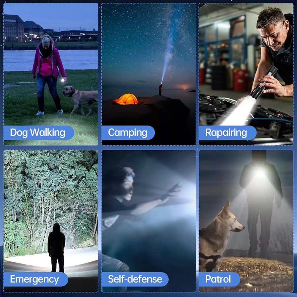 2 x 99000000 Lumens Super Bright LED Tactical Flashlight Rechargeable Work Light