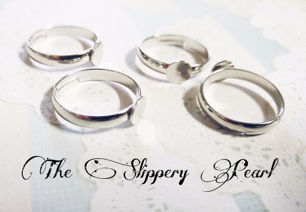 Silver Ring Blanks Adjustable Blank Rings Glue on Ring Settings Brass 5/10