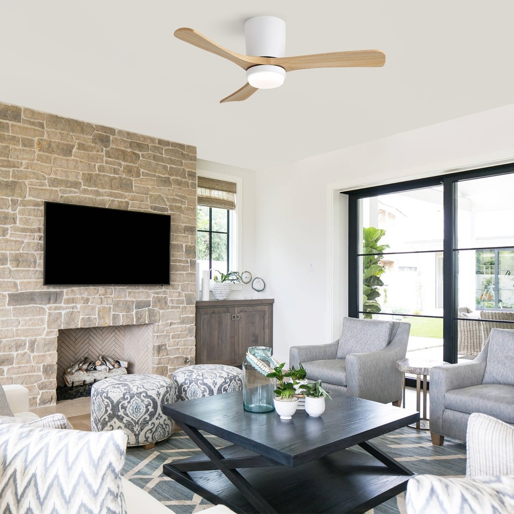 42 in Matte White Ceiling Fan with DC Motor, Dimmable LED Light Timer Memory