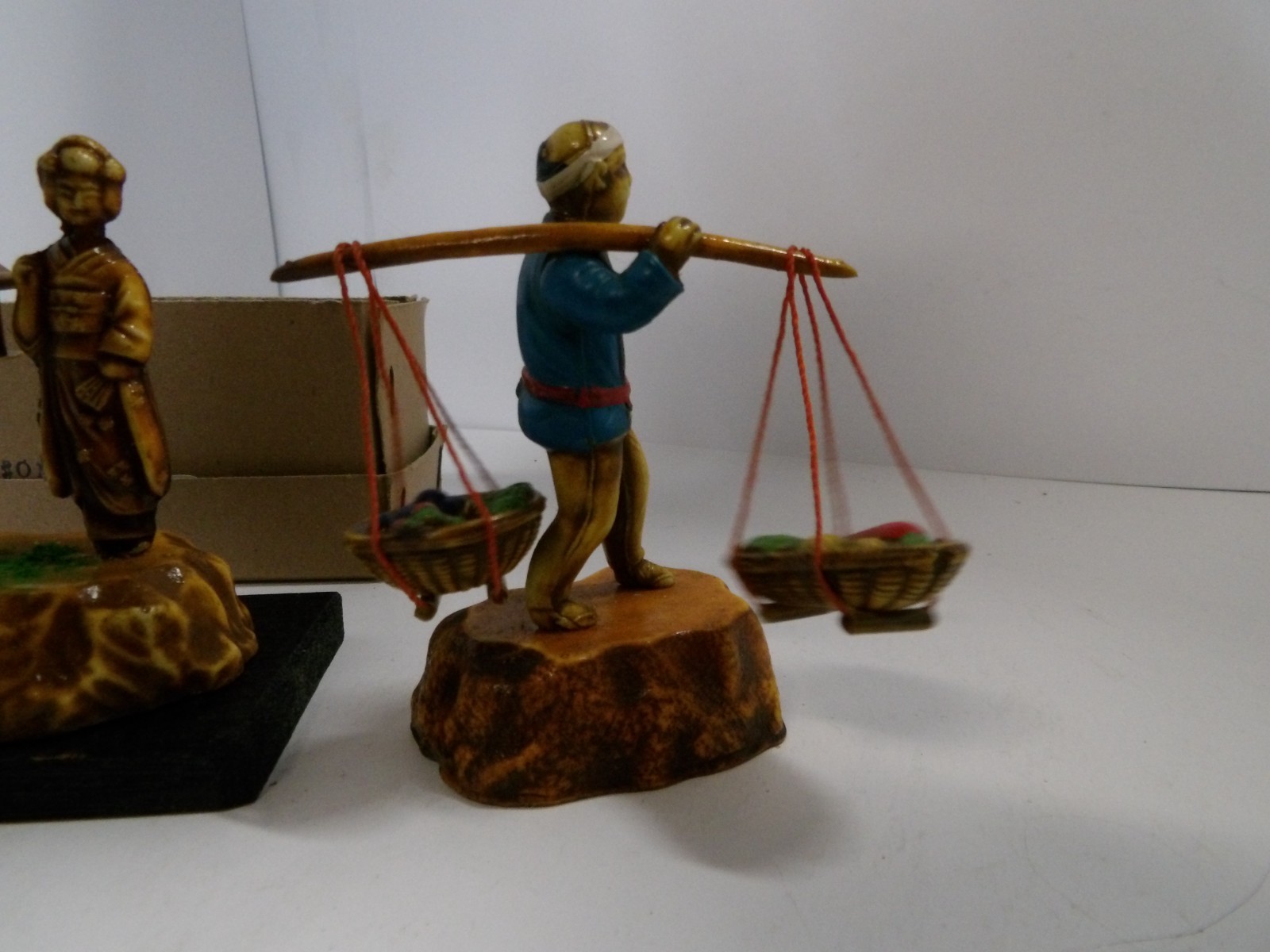 Lot of 2 Japan Japanese celluloid figures Geisha & Farmer