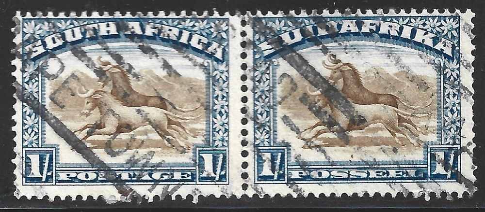 South Africa, Scott #43, 1sh Gnu, Pair, Used