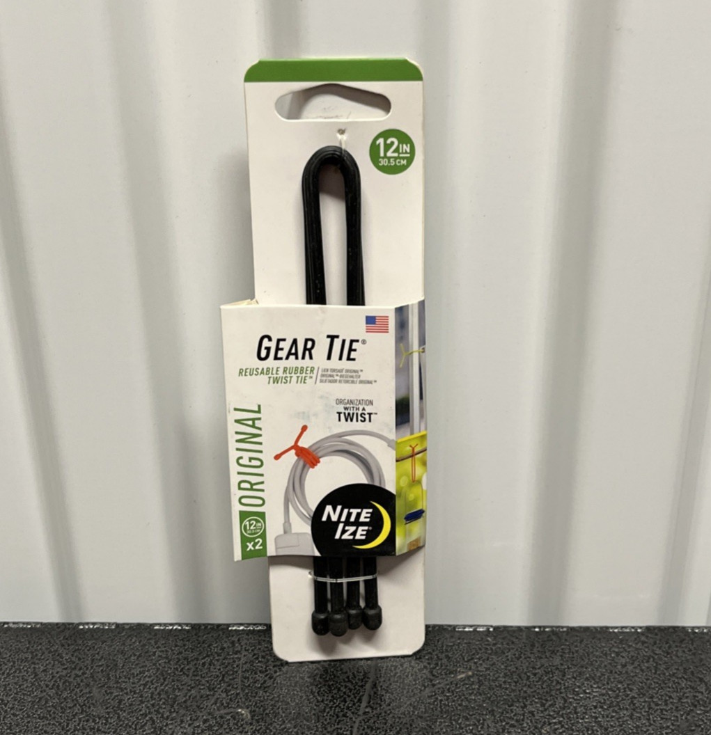 BRAND NEW IN BOX!! Nite Ize 2-Pack Gear Tie Reusable Rubber Twist Tie, 12"