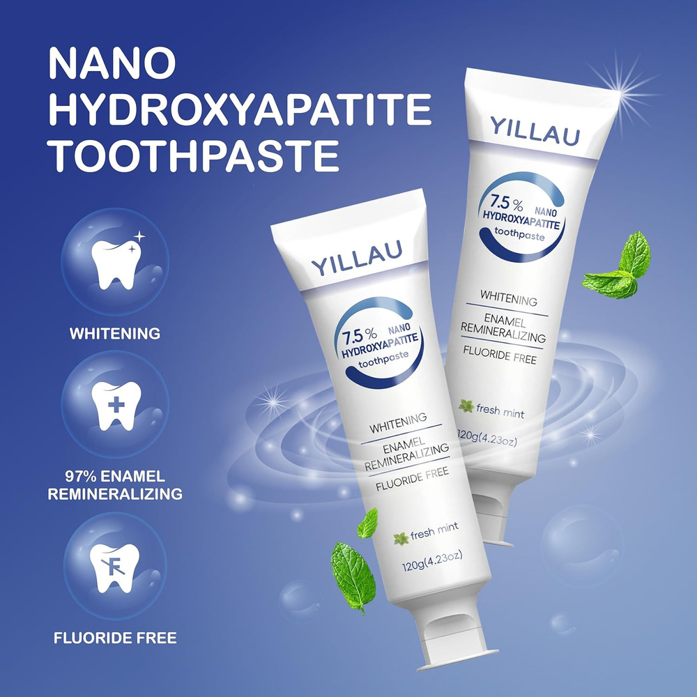 Hydroxyapatite Toothpaste, Nano Hydroxy 7.5%, Fluoride Free, for Sensitive Teeth