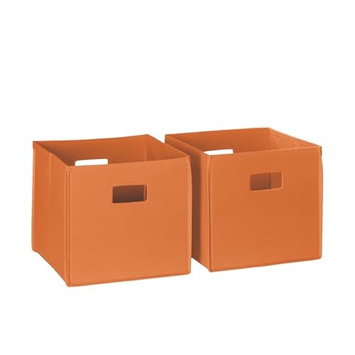 2 Pc Folding Storage Bin Set, No Size, Orange, 2 Count 2 Orange Bins