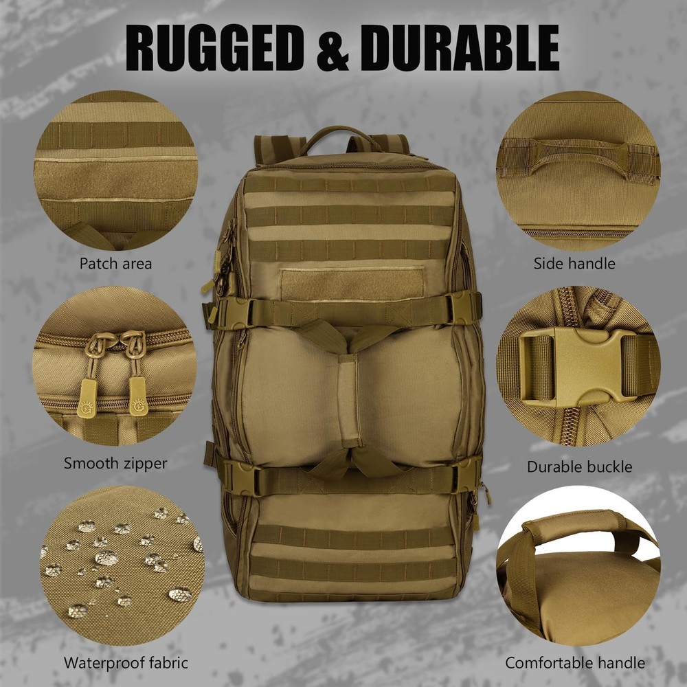 Protector Plus Waterproof Tactical Travel Backpack with 9-Pockets, Black Camo