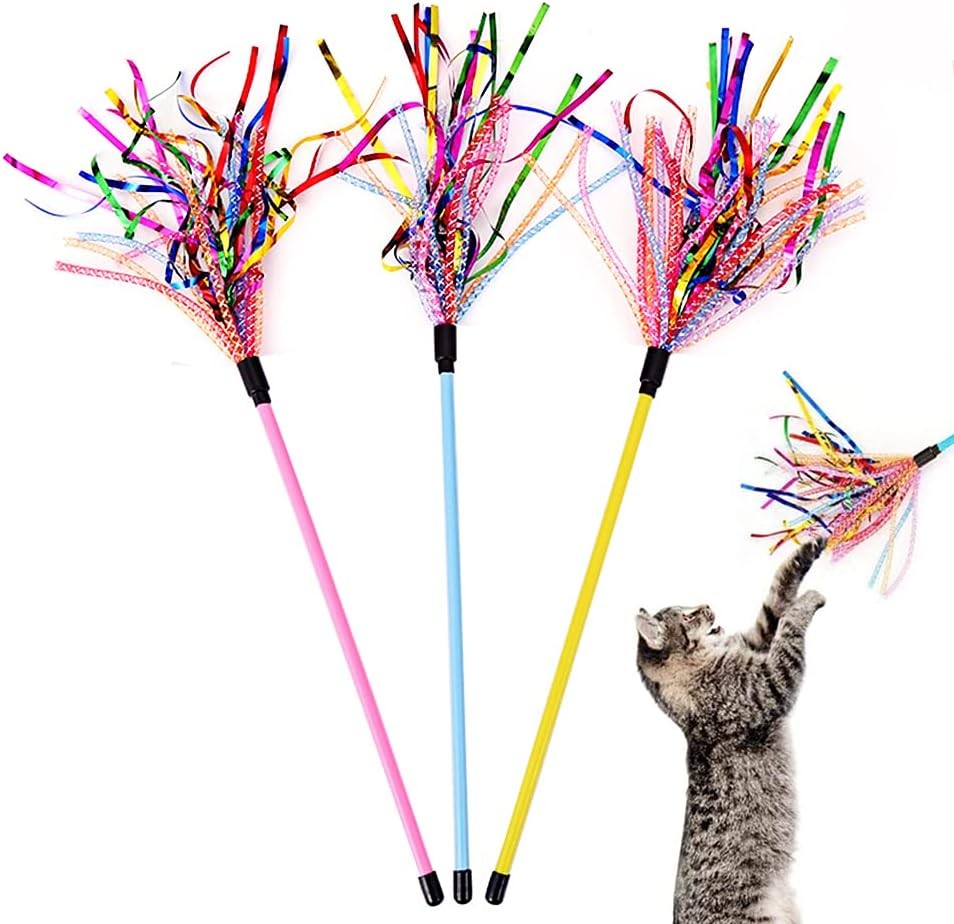 Cat Wands, Durable Teaser Wands with Mylar Strips Interactive Cat