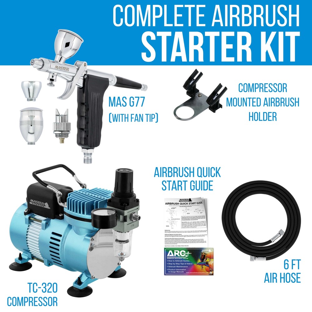 SPRAY GUN PISTOL TRIGGER AIRBRUSH KIT w-AIR COMPRESSOR