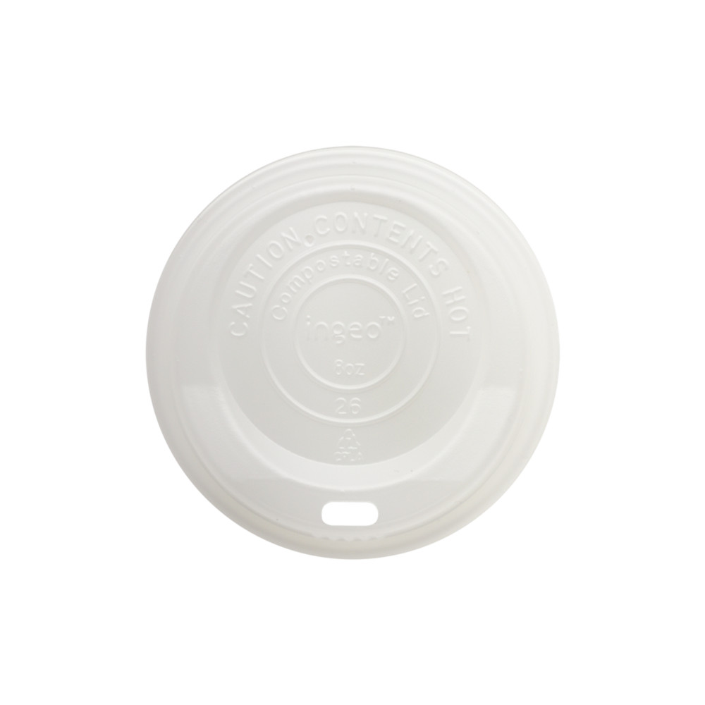 World Centric CPLA Hot Cup Lid, 8 oz., White | 1000/Cas