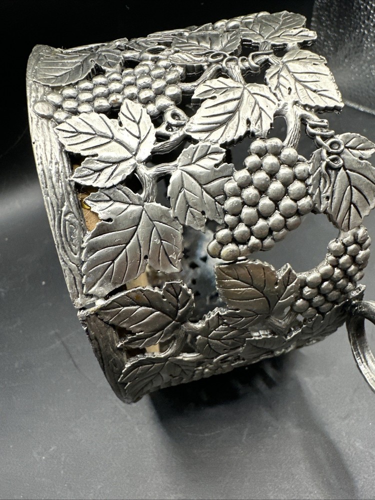 Vintage Pewter Grape Vine Wine Bottle Holder
