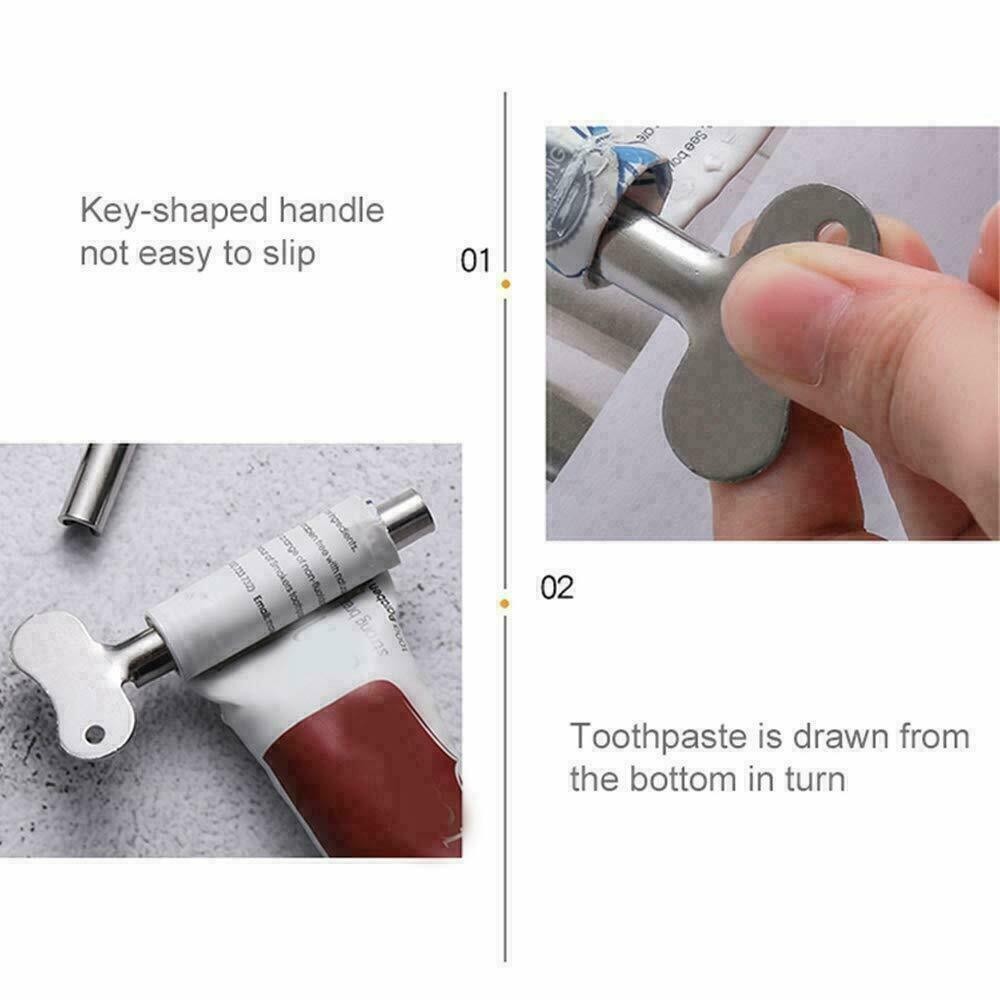 5pcs Stainless Steel Toothpaste Squeezer Easy Key Dispenser Rolling Holder Dai6t