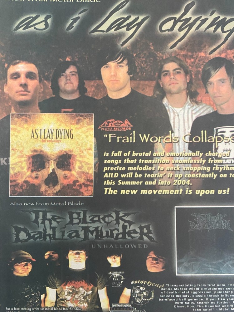 As I Lay Dying, Frail Worlds Collapse, Full Page Vintage Promotional Ad