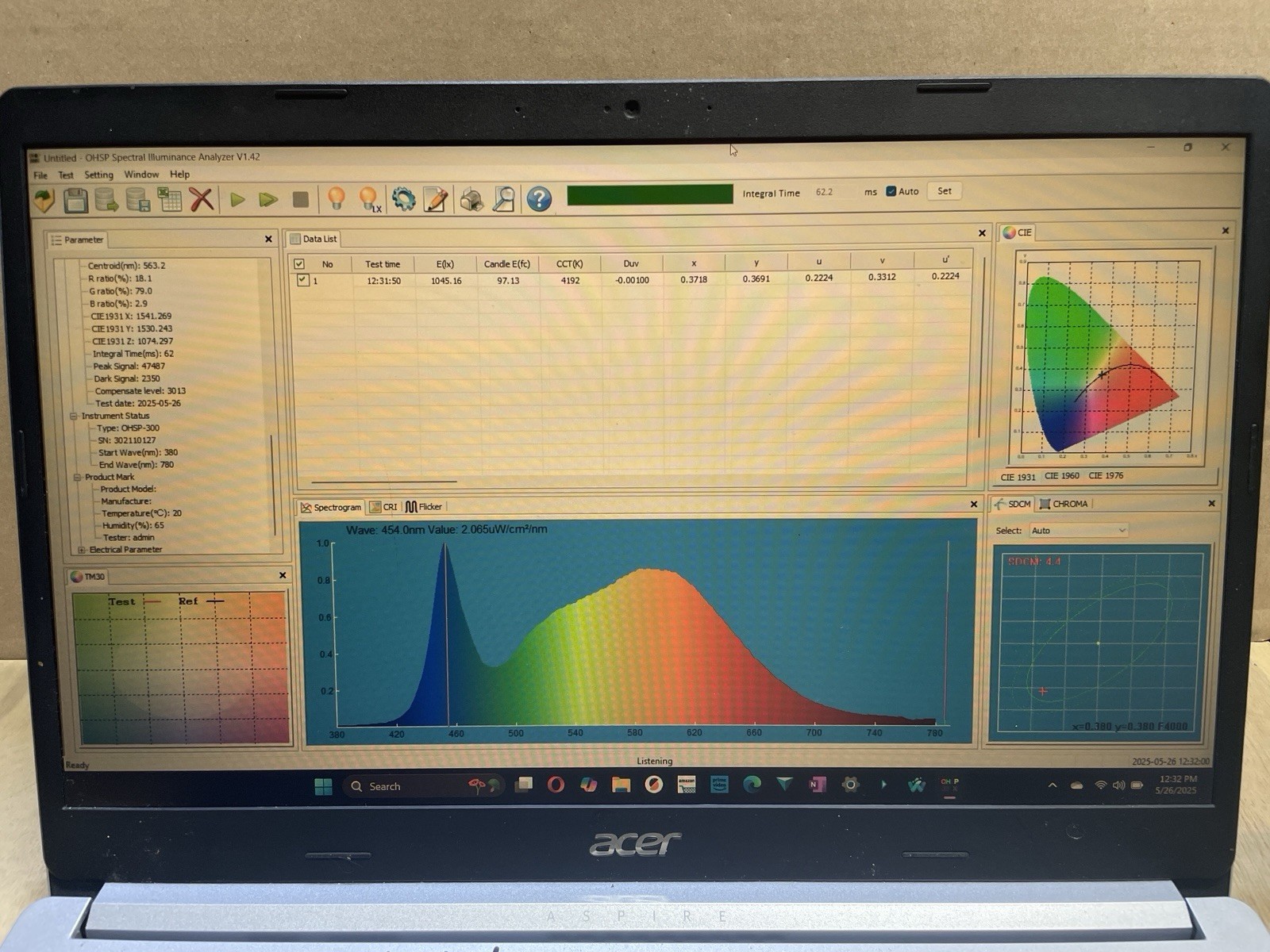 Hopoocolor Light Spectrum Analyzer System 380Nm-780Nm Remote Sensor