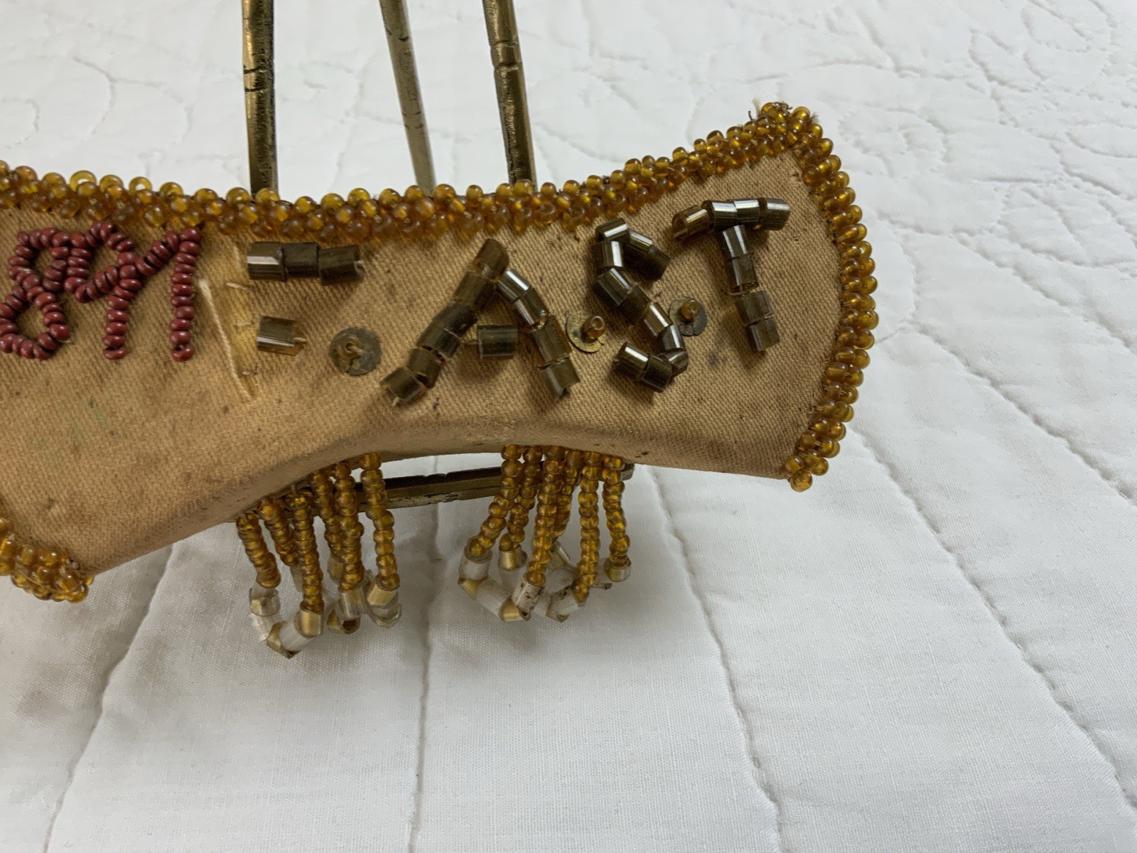 Vintage Antique Beaded Whimsy, Canoe, Iroquois, 1897, Hand Made, Boat