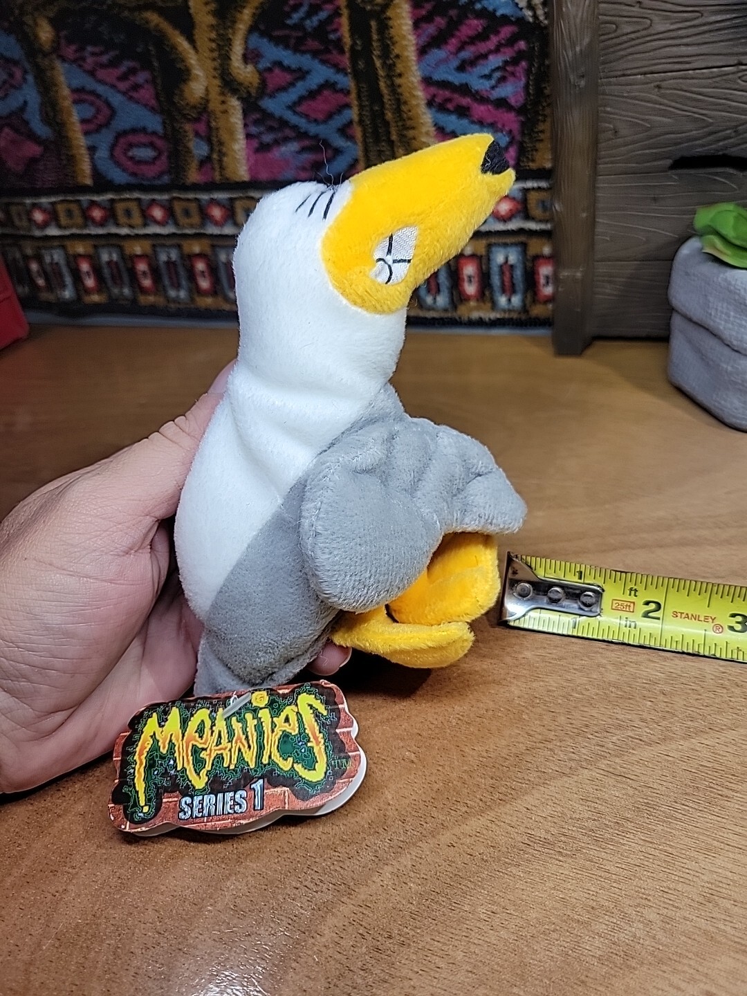 New 1997 Meanies Beanie Peter Gotta Peagull Crude Toilet Plush Series 1