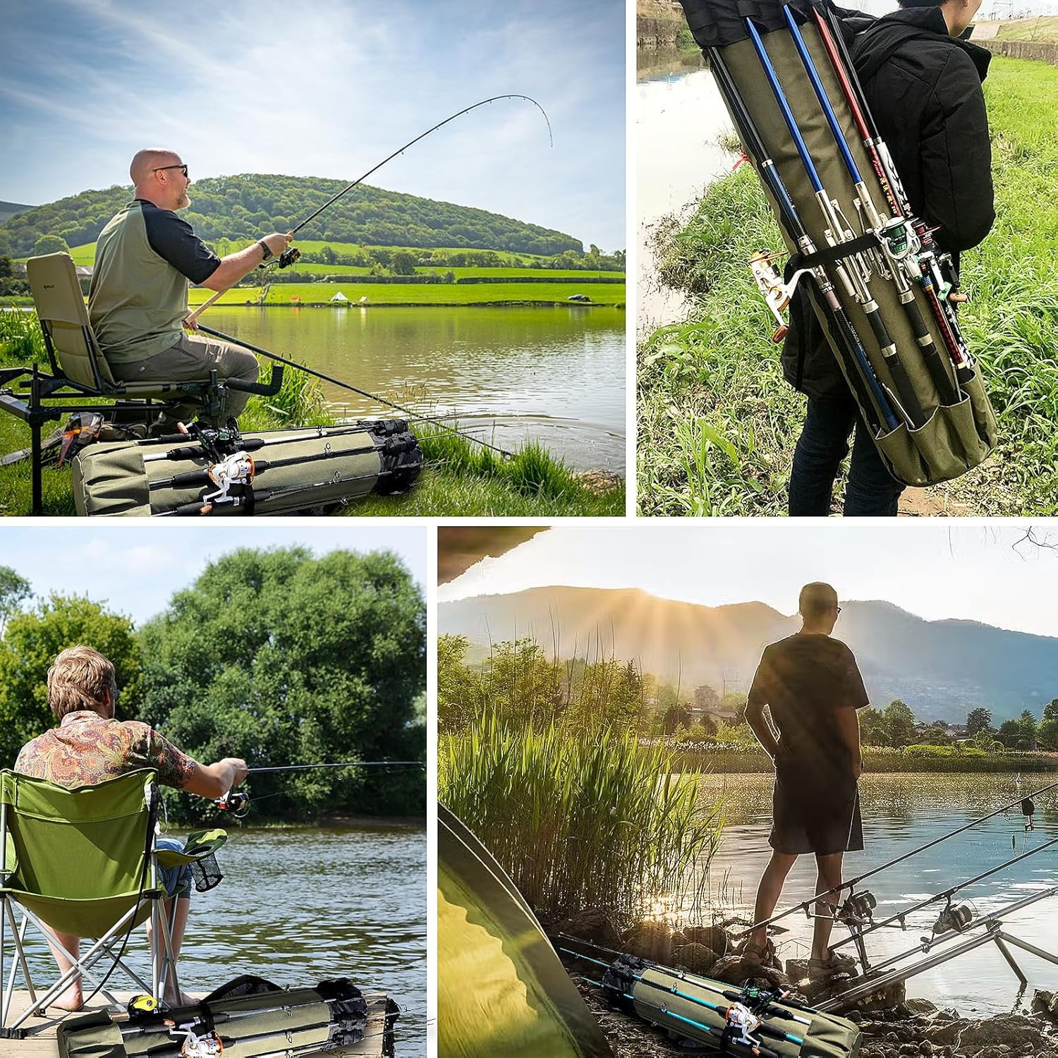 Fishing Rod Bag Fishing Rod Case Portable Foldable Fishing Pole Bag Large Capaci