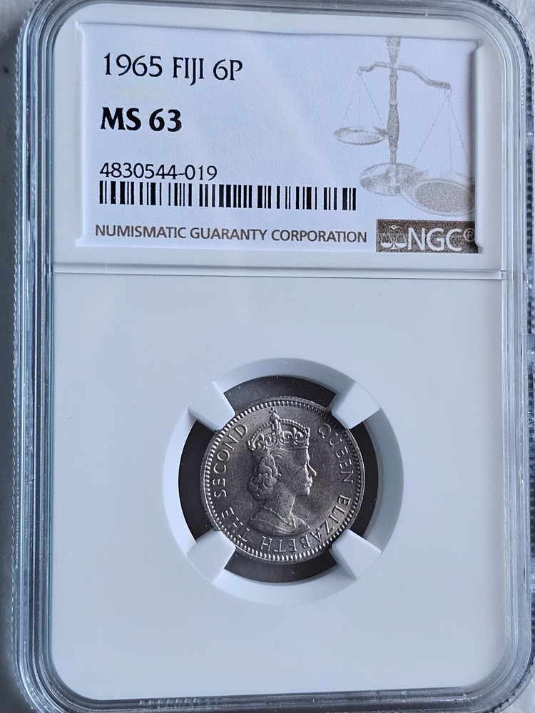 Fiji 6 Pence 1965 NGC MS 63