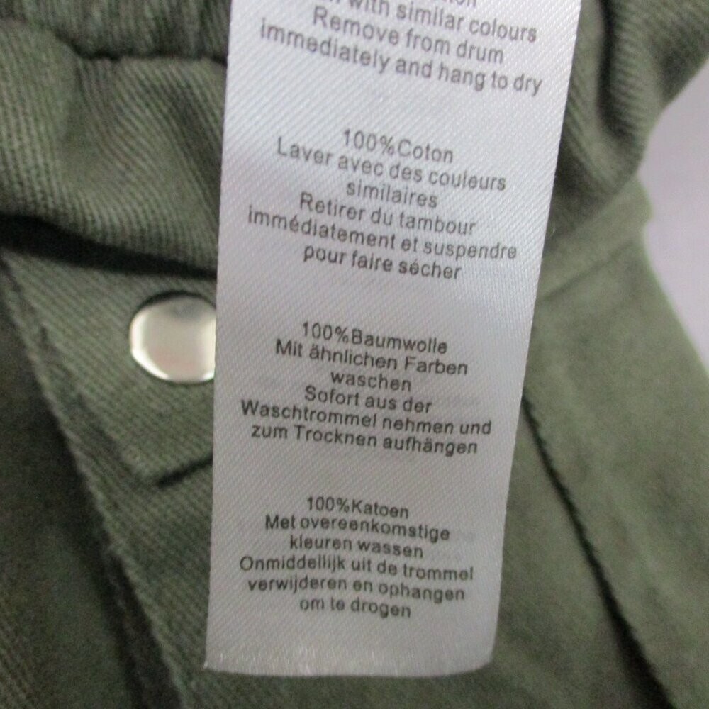 100% Cotton Cargo Pocket Baggy Loose Fit Wide Leg Pants Green Women Size | 6